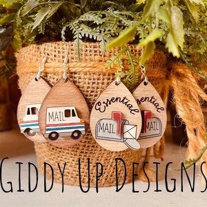 Paquete de pendientes de correo SVG / SVG para administrador de correos / Archivo SVG del servicio postal / Archivos de cartero de Glowforge / Giddyupstudio / Correo de ocupación de Glowforge