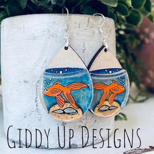 Fishbowl SVG Earring Design | Goldfish Earring SVG | Glowforge Fish