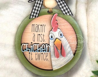 Chicken Christmas Ornament SVG File | Glowforge Laser Cut File