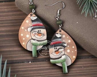 Snowman Earring SVG File | Digital Christmas Laser Cut Download