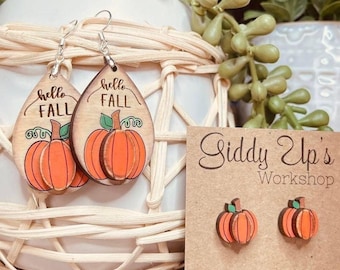 Pumpkin Earring SVG Design | Pumpkins | Layered Pumpkin Laser Cut File | GiddyUpsStudio| Glowforge Pumpkin File