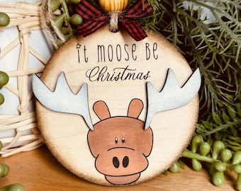 Moose be Christmas SVG Ornament File | Glowforge SVG Christmas Ornaments SVG Designs | Moose Christmas Ornament svg file | giddyupstudio