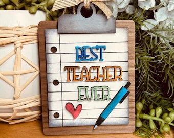 Teacher Ornament SVG File | Gift for Teacher SVG | Glowforge Christmas SVG | GiddyUpsStudio | Giddyupdesign | Glowforge Teacher Gift