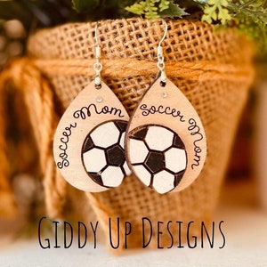 Soccer Mom SVG Earring File | Glowforge SVG Earrings | Soccer Player Gift SVG | GiddyUpsStudio | Sports Earring Bundle svg