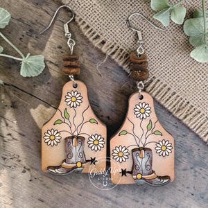 Boot Flower Earring SVG: Cowgirl Laser Cut File