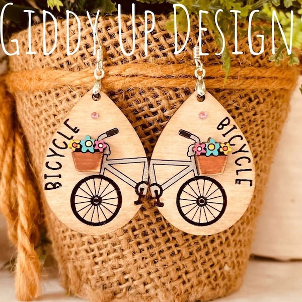 Bicycle SVG Bike Earring SVG Files | Bike Enthusiasts Gift SVG | Glowforge Bike Earring Files | GiddyUpsStudio | Camping Earrings