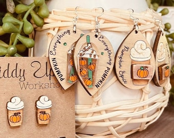 Pumpkin Latte Bundle Earring SVG File | Pumpkin Earrings SVG File | Coffee Earrings svg file | Fall Glowforge SVG Bundle | GiddyUpsStudio