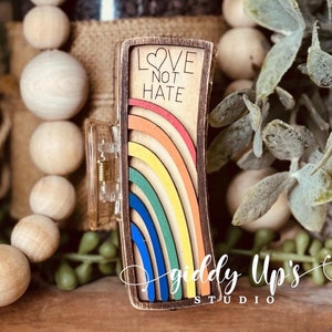 LGBTQ Gay Pride Haarspange SVG-Datei Design | Glowforge Haarspange SVG-Datei | Regenbogen svg Datei | GiddyUpsStudio | Glowforge Cut File