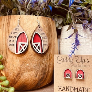 Red Barn Earring SVG | Laser Cut File | Glowforge Earrings | Barn SVG File | GiddyUpsStudio | Western Earring SVG File | GiddyupStudio