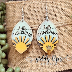 Summer Sun Earrings SVG Files | Sunshine SVG Earring Files | Laser Cut Files | Glowforge Earring SVG Files | GiddyUpsStudio