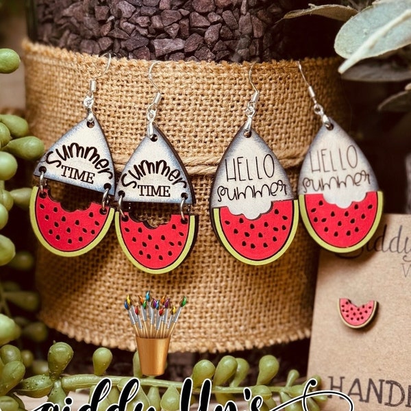 Watermelon Earring Bundle | Glowforge Summer Earring SVG File | Fun Earring SVG | GiddyUpsStudio | giddyupdesign | Watermelon Glowforge