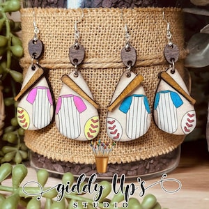 Baseball Mom Earring SVG File | Jersey, Bat Design (Glowforge)