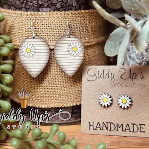 Daisy Earring SVG Bundle Laser Cut File | Flower Earrings | Glowforge Flower SVG Files | Summer Earring SVG File | GiddyUpsStudio