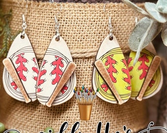 Baseball Softball Earring SVG File: Glowforge Laser Designs