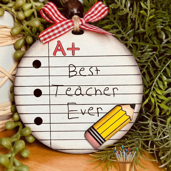 Best Teacher Ever SVG Ornament | Teacher Gift SVG File | Glowforge SVG File | Teacher Christmas Ornament svg File | Laser Cut File | Giddyup