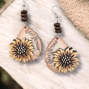 Archivo SVG de pendientes de girasol: diseños de flores cortadas con láser