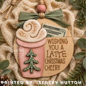 Coffee Gift Card Holder SVG File: Laser Cut Christmas Ornament (Digital Download)