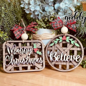 Arquivos de enfeites SVG para cesta de tabaco | Glowforge Christmas Farmhouse svg | giddyupsstudio | Giddyupdesign | Glowforge Basket