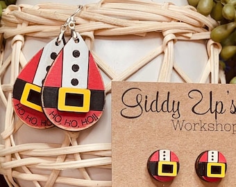 Santa Belly Suite Bundle Earring File | Christmas Earrings | Glowforge Santa Christmas Earring Designs | GiddyUpsStudio | Giddyupstudio
