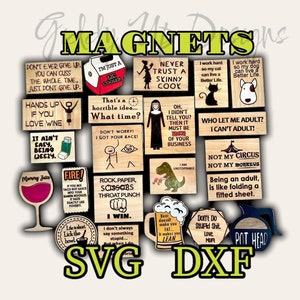 Funny Magnet SVG File Bundle | Glowforge Magnet SVG Files | Funny Digital Downloads | Svg Scrap Buster file | GiddyUpsStudio