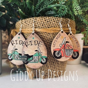 Motorcycle Earrings SVG Bundle | Biker SVG Designs | Glowforge Bike SVG Earring File | GiddyUpsStudio | Bike Earring Cut File | Glowforge