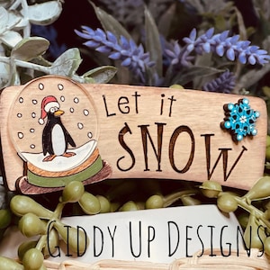 Pinza para el pelo de pingüino navideño SVG / Pinzas de garra Glowforge / Pinza para el pelo navideña / Pinza para el pelo de pingüino SVG / GiddyUpsStudio