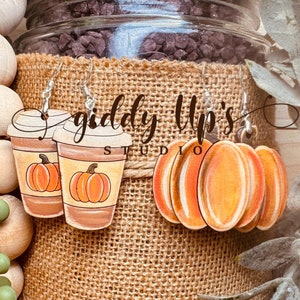 Pumpkin Coffee Earring SVG File Bundle | Halloween Earrings svg file | Fall Laser Cut File | Thanksgiving SVG for GLOWFORGE | Giddyupstudio