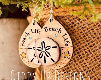 Sand Dollar Earring SVG | Beach Ocean Sea SVG Gifts | Glowforge Ocean Earring Files | Glowforge Earring File Design | GiddyUpsStudio