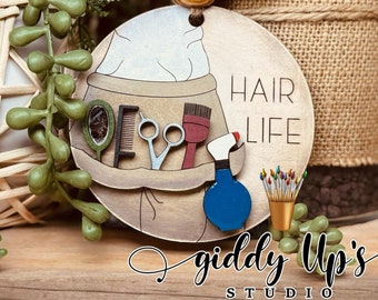 Hairdresser Ornament SVG File: Beauty Cosmetology Christmas Ornament (Glowforge)