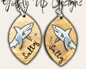 Shark Earring SVG | Earrings Digital laser Cut File | Glowforge Earrings | giddyupsstudio | glowforge shark earring svg file | giddyupstudio