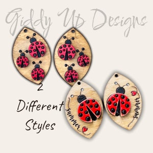 Orecchini SVG Ladybug Bundle / File Glowforge per orecchini digitali / File SVG per orecchini Lady Bug / Orecchini estivi / GiddyUpsStudio / Glowforge
