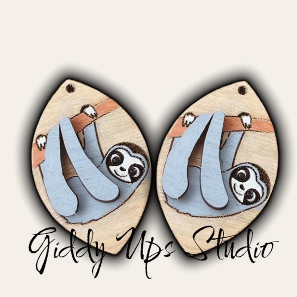 Sloth Earring SVG Files | Glowforge Earring Sloth Designs | Sloth Earring Cut File | Zoo Animal Earrings SVG | GiddyUpsStudio