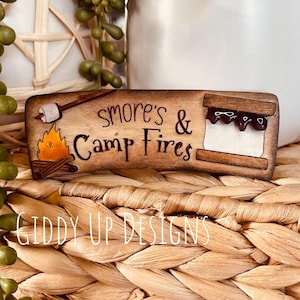 Archivo SVG de pinza para el cabello con fogata de S'mores / Pinzas para el cabello Glowforge de otoño / Diseño SVG de pinza para el cabello para acampar / GiddyUpsStudio / giddyupstudio / Glowforge