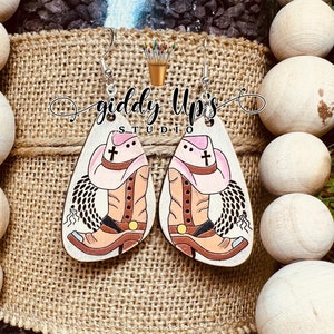 Cowboy Boot SVG Ohrring Laser Cut Datei | Glowforge Western Ohrringe | Giddy Up Designs | GiddyUpsStudio | Glühschmiede Stiefel