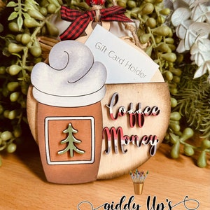 Geschenkkartenhalter SVG-Datei Kaffee | Glowforge Ornament Weihnachtsschmuck | Geschenk-Kartenhalter SVG-Datei | GiddyUpsStudio | Laser Cut Ornament Datei