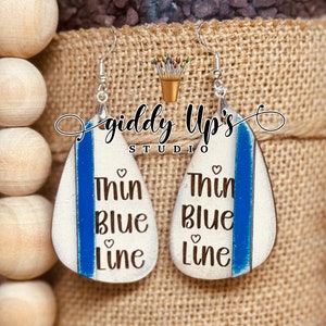 Orecchini Blue Lives Matter SVG / Supporta il file laser Blue Line / Sostieni il Blue SVG / File orecchini Police SVG / Giddy up studio / Glowforge