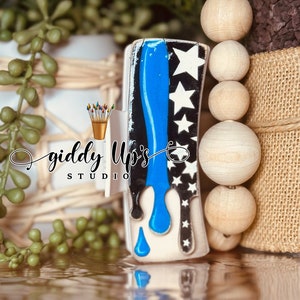 Blue Line Hair Clip SVG: Police Support Laser File | Glowforge Cut File
