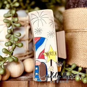 Gnome Patriotic SVG Hair Clip | Laser Cut File | Glowforge Memorial Day | GiddyUpsStudio | Laser Cut Hair Clip File | giddyupstudio