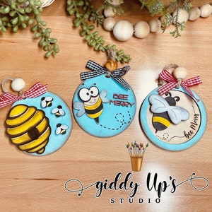 Honey Bee's ornament bundel SVG-bestand | Kerst Glowforge lasergesneden bestandsontwerp | Zomer lasergesneden SVG-bestand | GiddyUpsStudio