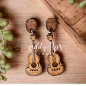 Gitaaroorbel SVG: maak je look helemaal af | Digitale download | Muziek oorbellen SVG-bestand | Glowforge muziek oorbellen SVG-bestanden | GiddyUpsStudio