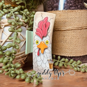 Chicken Hair Clip SVG | Rooster SVG File | Glowforge Chicken Cut File | Digital Design Download | GiddyUpsStudio | Chicken Lover SVG File