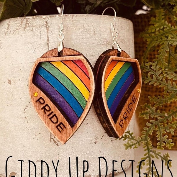 LGBTQ Gay Pride Earring SVG File Design | Glowforge Earring SVG File | Rainbow Earring svg file | GiddyUpsStudio | Giddyupdesign | Glowforge