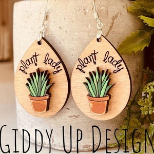 Plant Earring SVG Files | House Plant Glowforge Earrings | SVG Laser Cut Earrings | GiddyUpsStudio | Glowforge SVG File | Aura Earring svg