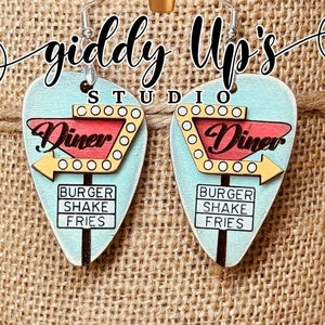 Retro Diner Ohrstecker SVG-Datei | SVG Vintage Ohrringe | Boho Ohrringe svg Datei | Diner svg | Glowforge Ohrringe SVG-Dateien | GiddyUps Atelier