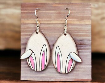 Rabbit Ear Earring SVG | Laser Cut File | Glowforge Easter SVG Files | Bunny Earring SVG | GiddyUpsStudio | Glowforge Bunny Earrings File