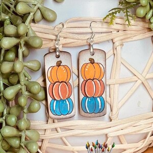 Pumpkin Stack Halloween Earrings SVG File: Laser Cut Design