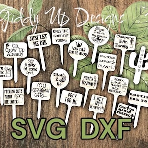 Plant Stakes SVG DXF 21 Different Sayings | Plant Sticks for Glowforge | Wood Plant stick markers | Garden Lover svg | GiddyUpsStudio