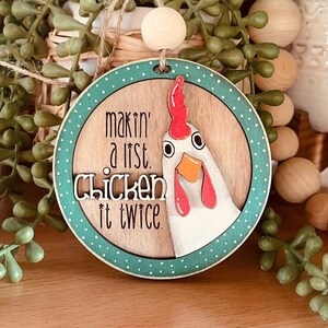 Chicken Christmas Ornament SVG File | Glowforge Christmas Ornament SVG Designs | Chicken It Twice Christmas Ornament SVG | GiddyUpsStudio