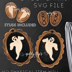 Boo Ghost Earring Stud Bundle SVG: Glowforge Halloween Design (Digital Download)