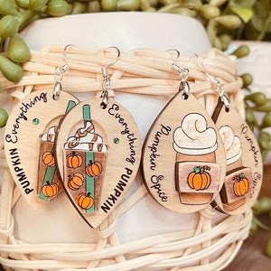 Pumpkin Latte Earring SVG File | Pumpkin Earrings SVG File | Coffee Earrings svg file | Fall Glowforge SVG Design Bundle | GiddyUpsStudio